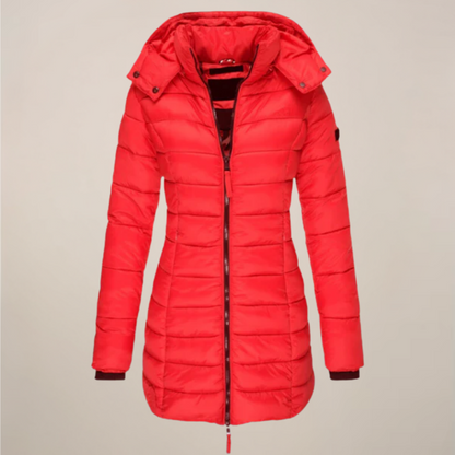 Women’s Long Puffer Jacket – Hooded – Slim Fit – Winter Coat