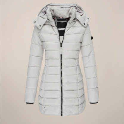 Women’s Long Puffer Jacket – Hooded – Slim Fit – Winter Coat
