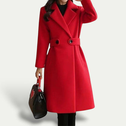 Women’s Maxi Single-Breasted Coat with Wide Lapels – Autumn/Winter