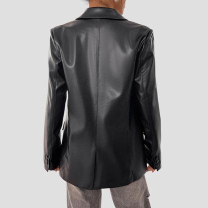 Women’s Oversized Black Blazer Jacket – Relaxed Fit