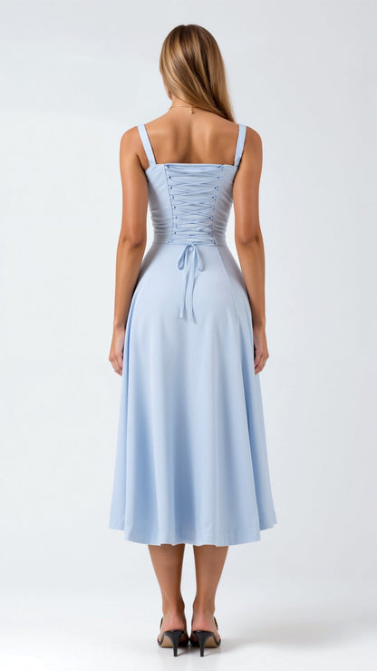 Jade Lace Up Midi Dress